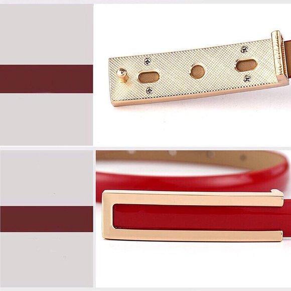 Women\'s Fashion Elegant Skinny Patent Leather Belt